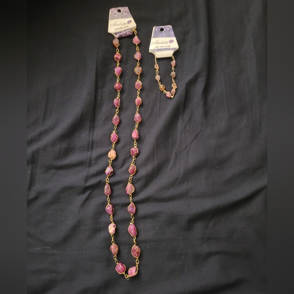 💖HP💖 Purple Agate Necklace and Bracelet Set - Picture 1 of 7